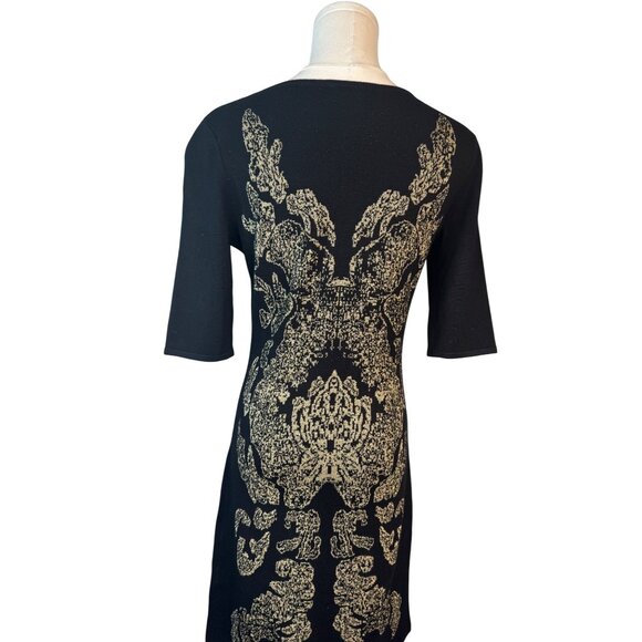 Barneys New York Small Black & Gold Metallic Knit Sweater Dress - Picture 6 of 13